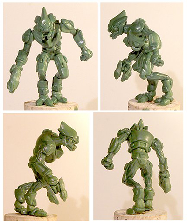36mm armoured alien sculpted in Green Stuff